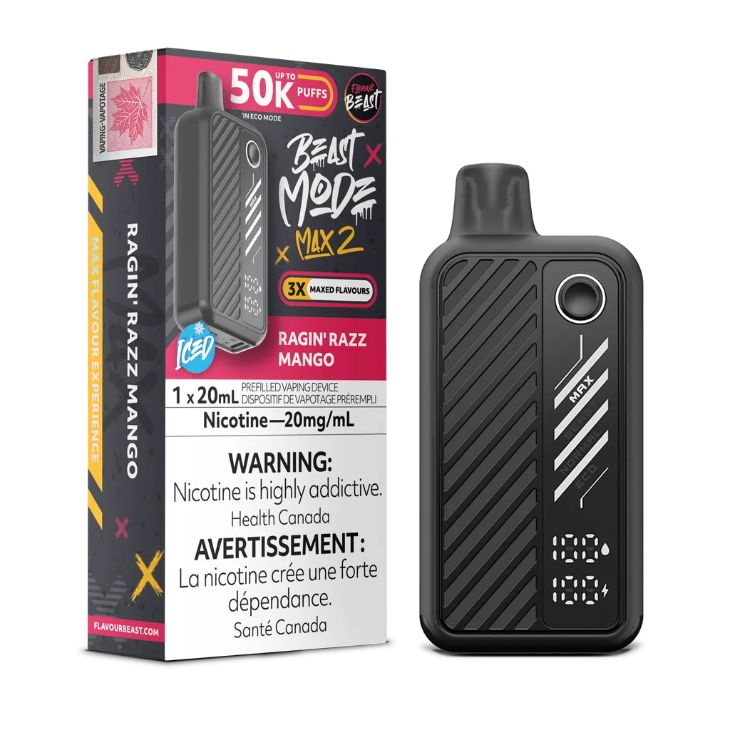Ragin' Razz Mango Iced Flavour Beast Mode Max 2 - Disposable 50K by FLAVOUR BEAST