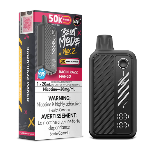 Ragin' Razz Mango Iced Flavour Beast Mode Max 2 - Disposable 50K by FLAVOUR BEAST