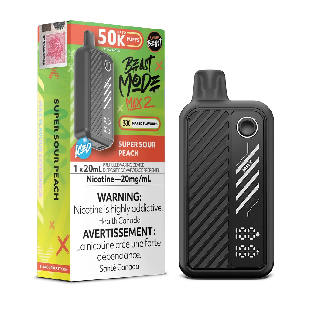 Super Sour Peach Iced Flavour Beast Mode Max 2 - Disposable 50K by FLAVOUR BEAST