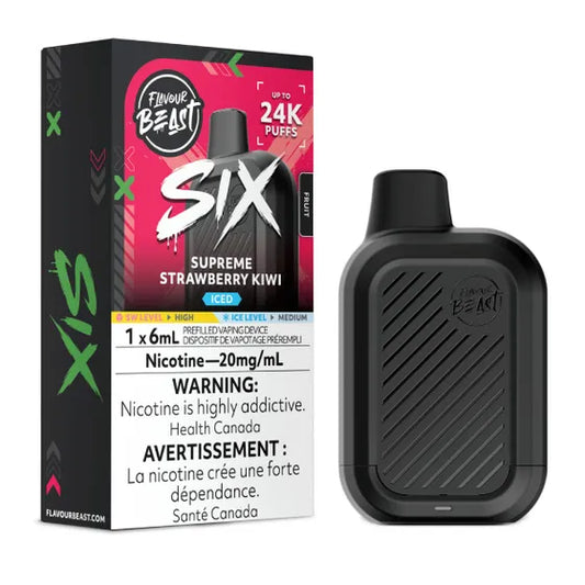 Flavour Beast SIX Supreme Strawberry Kiwi Iced 20mg vape, 6mL e-liquid capacity