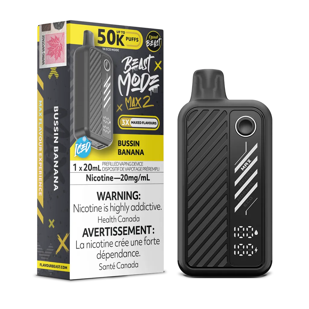 Bussin Banana Iced Flavour Beast Mode Max 2 - Disposable 50K