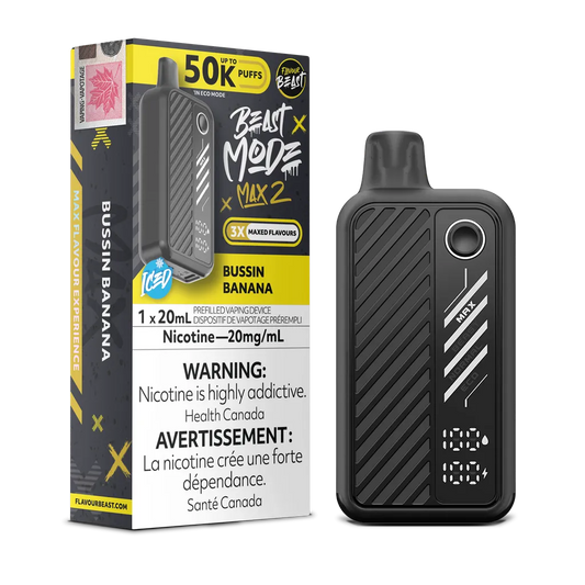 Bussin Banana Iced Flavour Beast Mode Max 2 - Disposable 50K by FLAVOUR BEAST