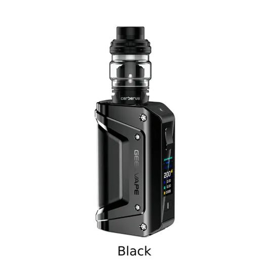 Geekvape Aegis Legend 3 200W Starter Kit in purple with a silver Cerberus tank.