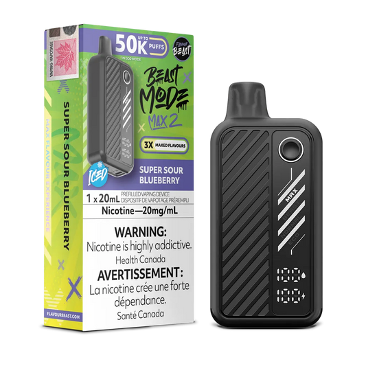Super Sour Blueberry Iced Flavour Beast Mode Max 2 - Disposable 50K