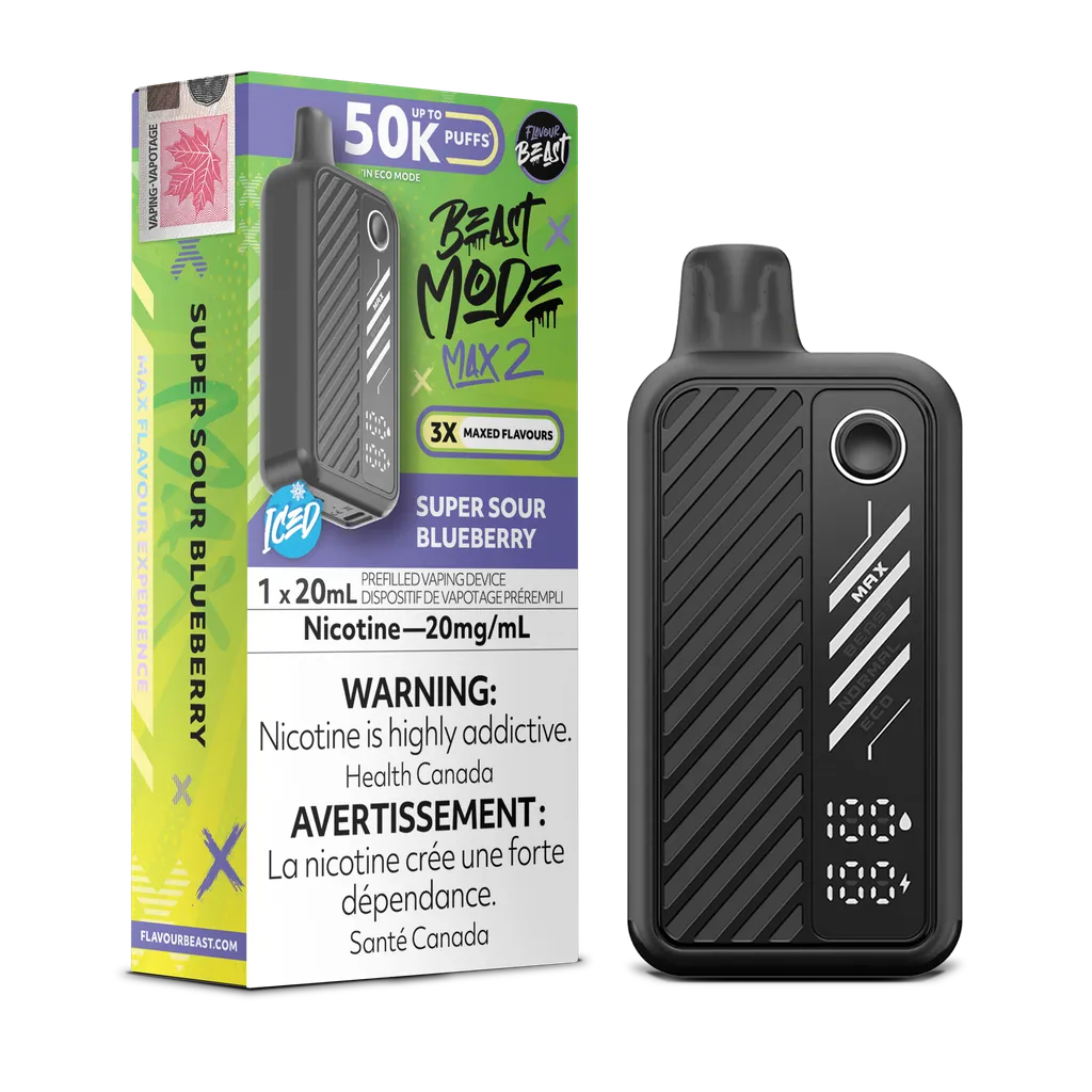 Super Sour Blueberry Iced Flavour Beast Mode Max 2 - Disposable 50K by FLAVOUR BEAST
