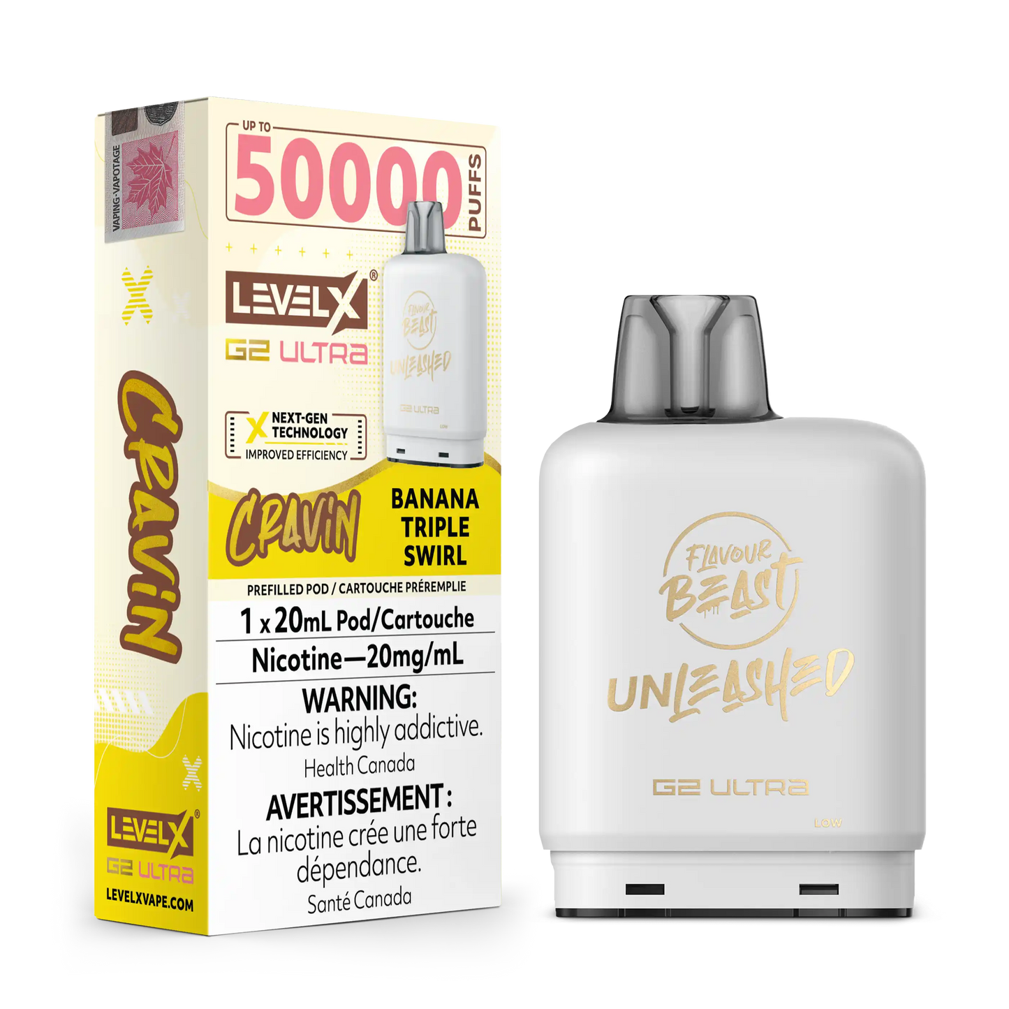 Cravin' Banana Triple Swirl by Level X Flavour Beast Unleashed G2 Ultra 50K