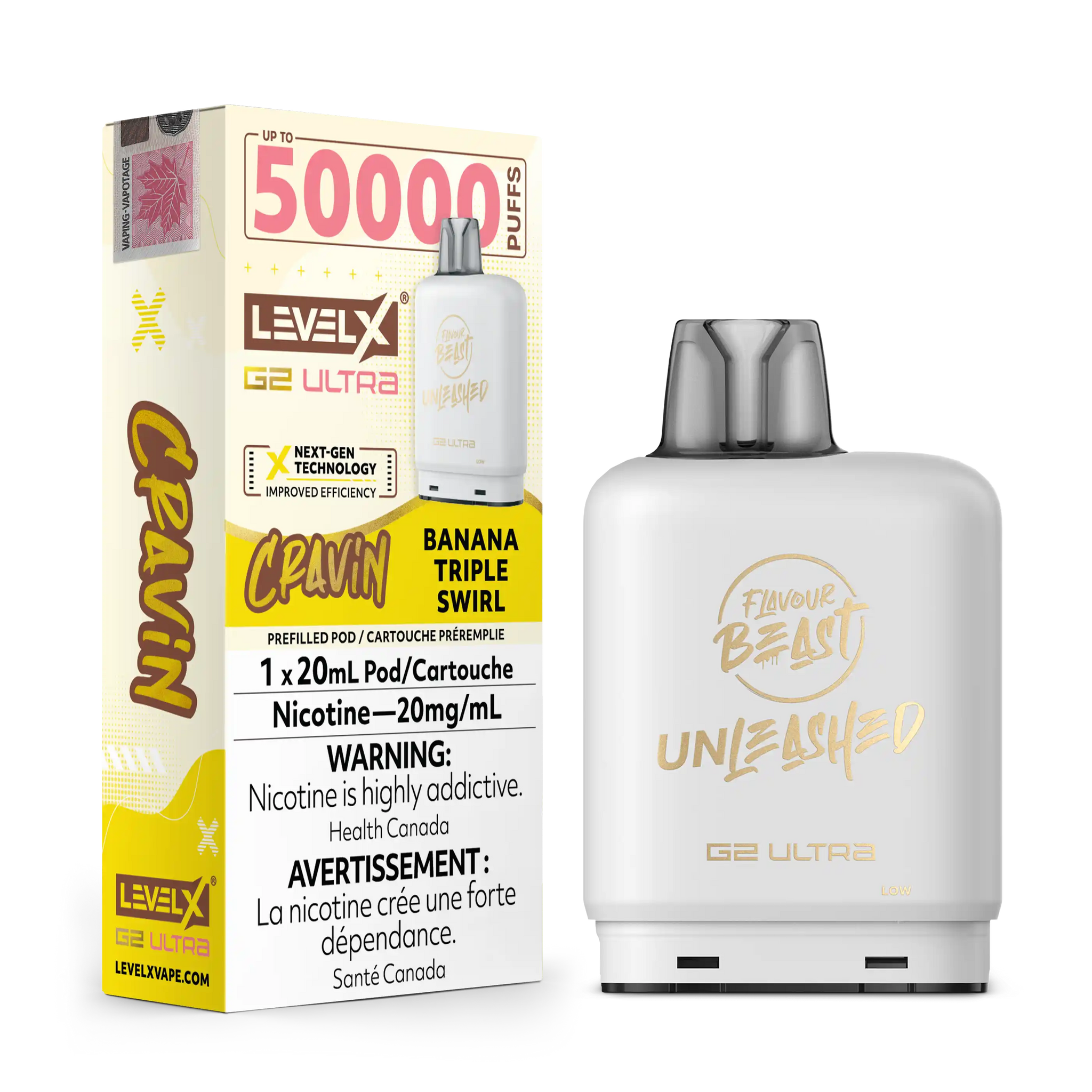 Cravin' Banana Triple Swirl by Level X Flavour Beast Unleashed G2 Ultra 50K