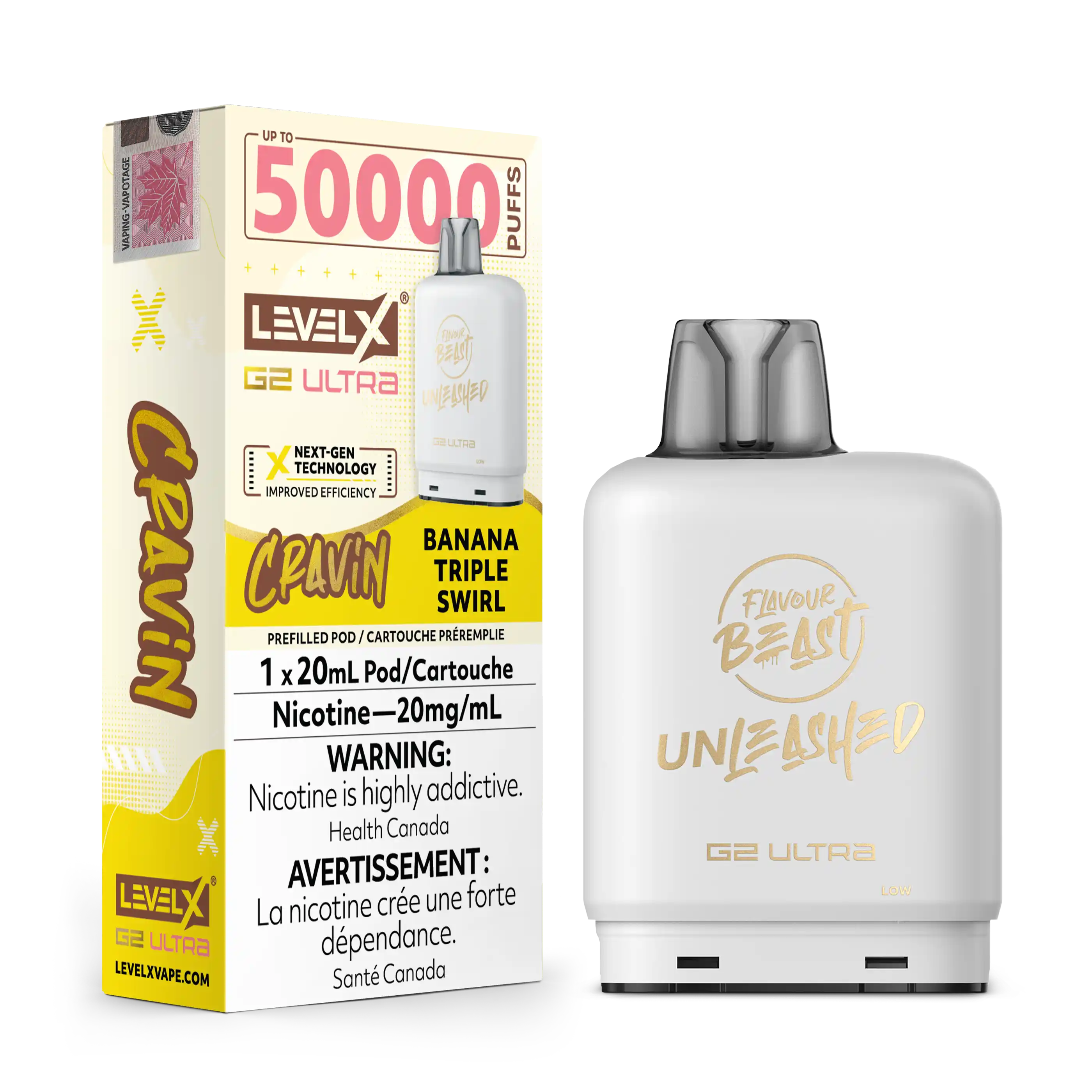 Cravin' Banana Triple Swirl by Level X Flavour Beast Unleashed G2 Ultra 50K