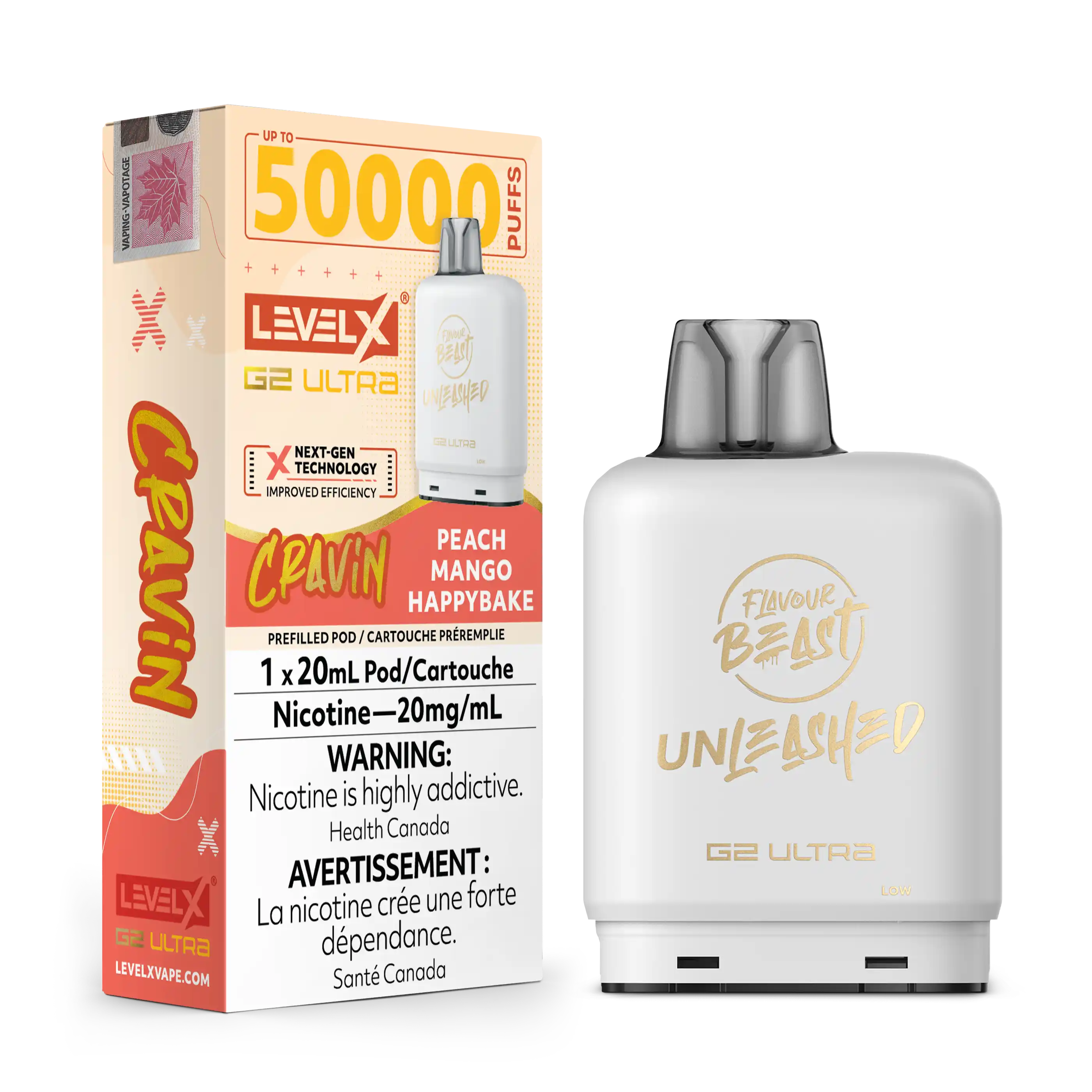Cravin' Peach Mango Happybake by Level X Flavour Beast Unleashed G2 Ultra 50K