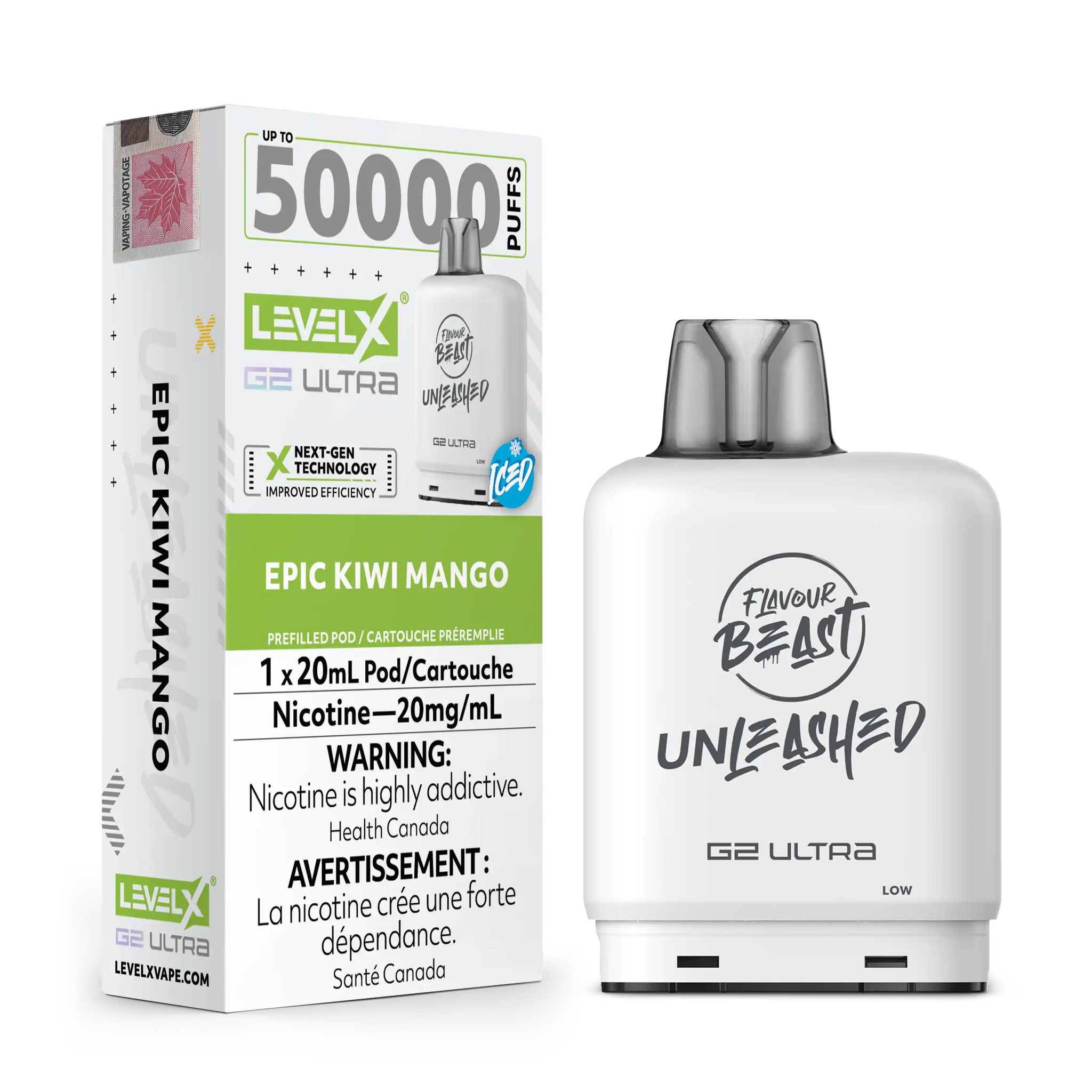 Epic Kiwi Mango Iced by Level X Flavour Beast Unleashed G2 Ultra 50K