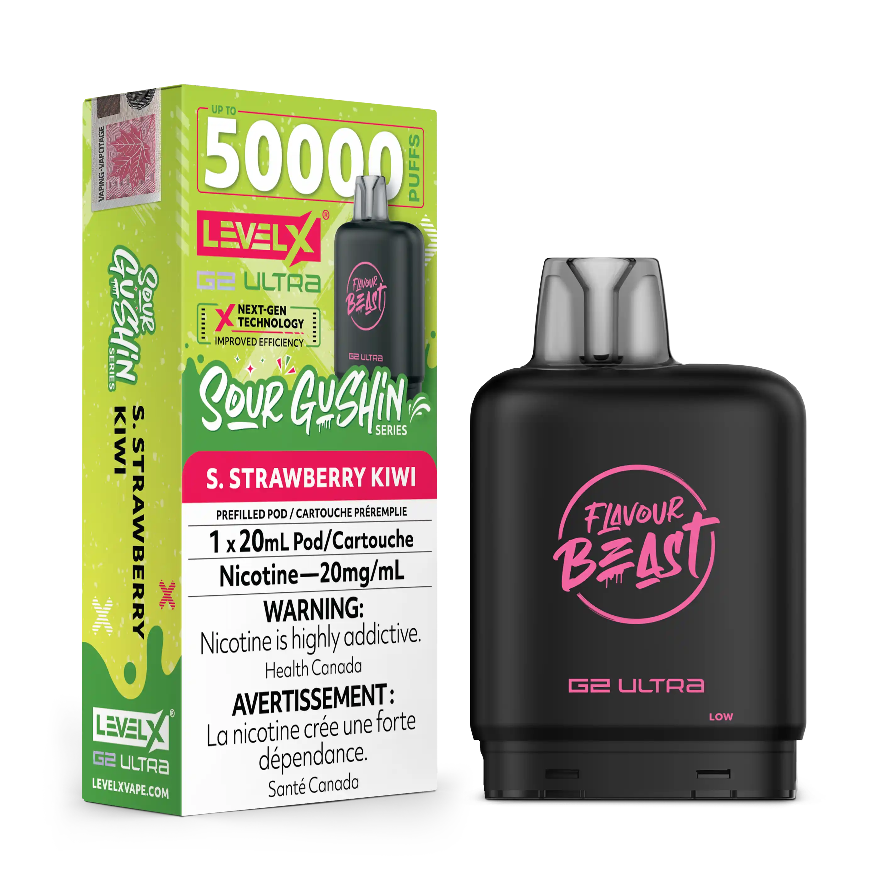 Sour Gushin Strawberry Kiwi by Level X Flavour Beast G2 Ultra 50K