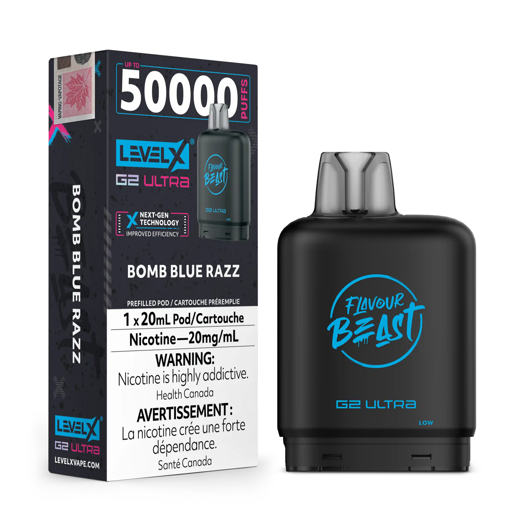 Bomb Blue Razz by Level X Flavour Beast G2 Ultra 50K