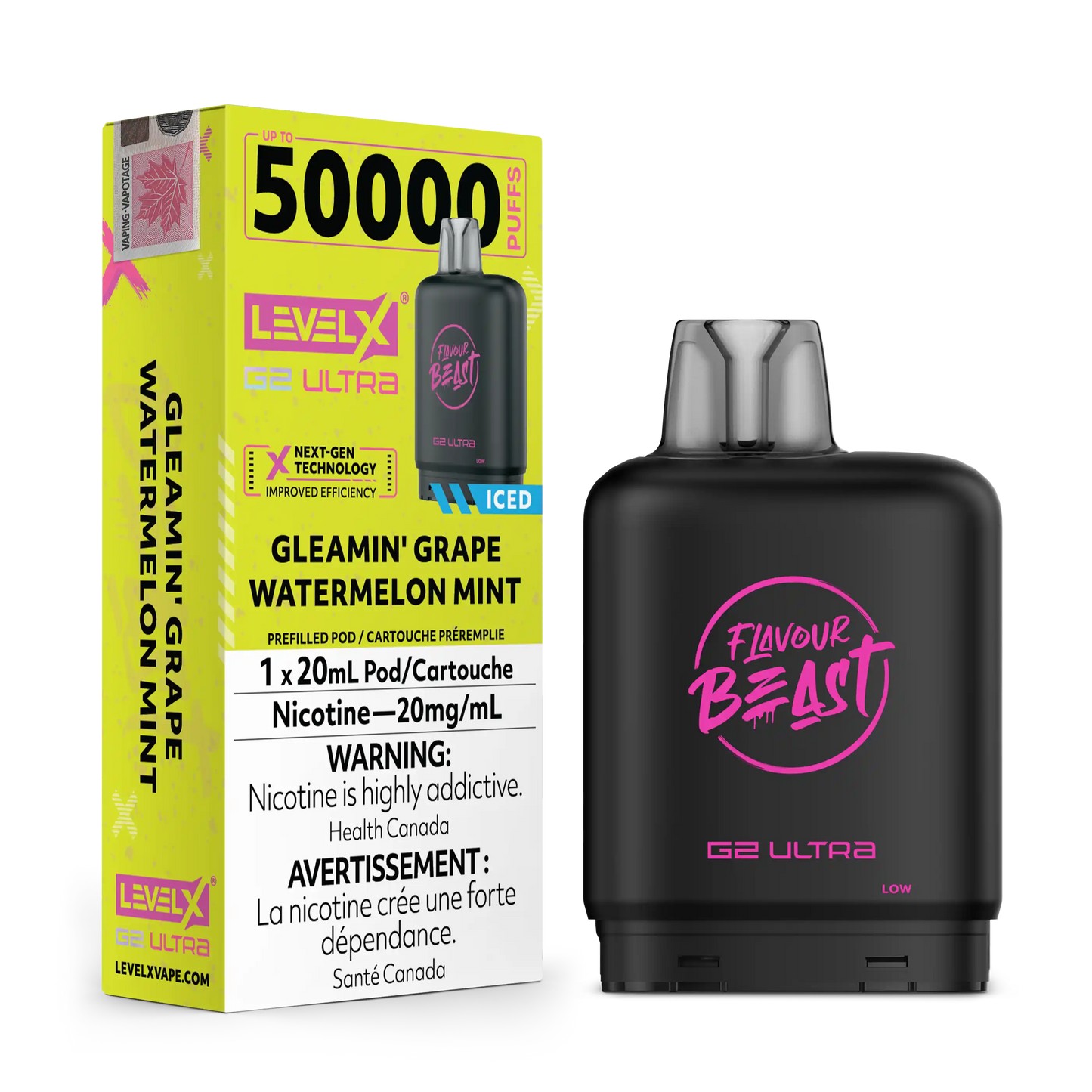 Gleamin' Grape Watermelon Mint by Level X Flavour Beast G2 Ultra 50K