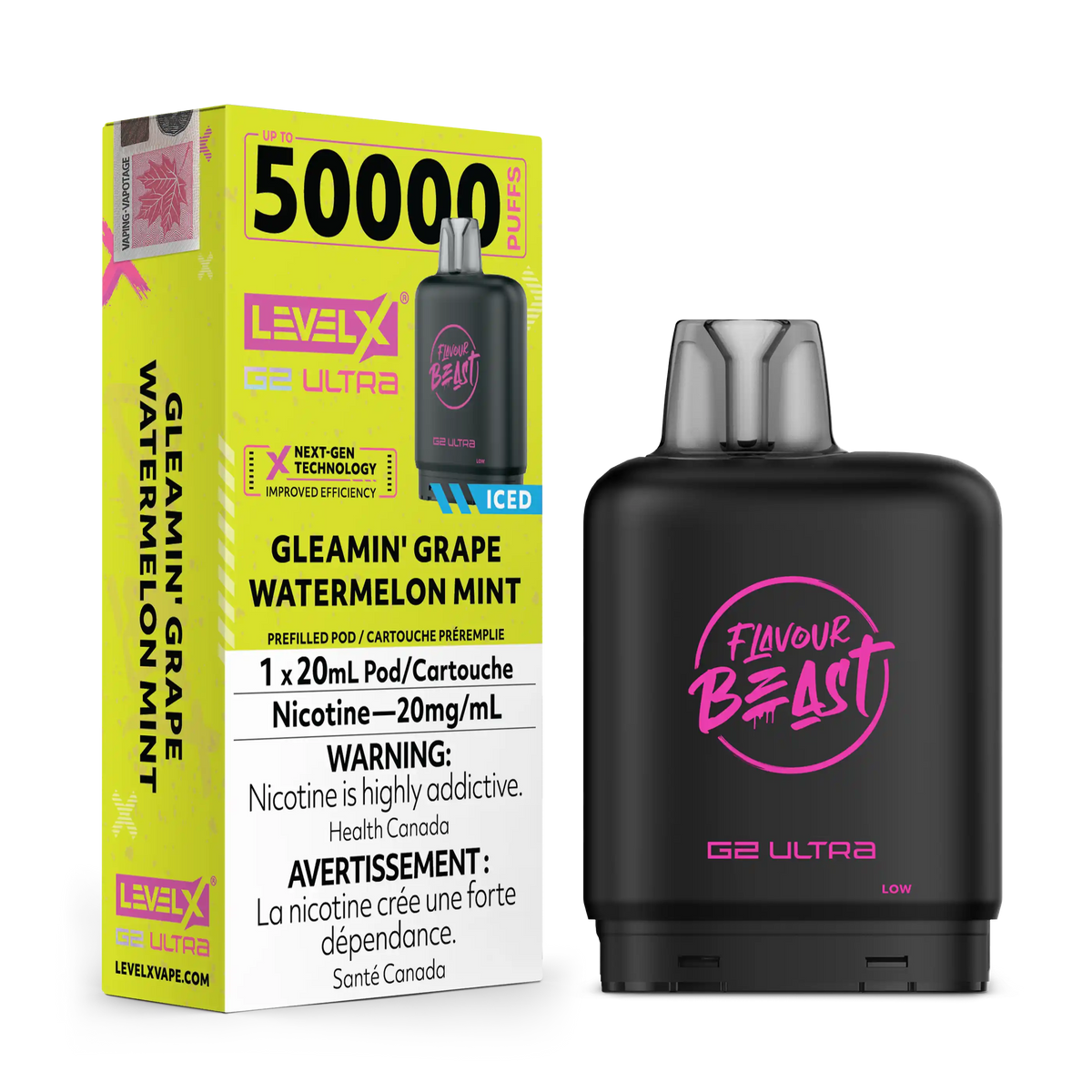 Gleamin' Grape Watermelon Mint by Level X Flavour Beast G2 Ultra 50K