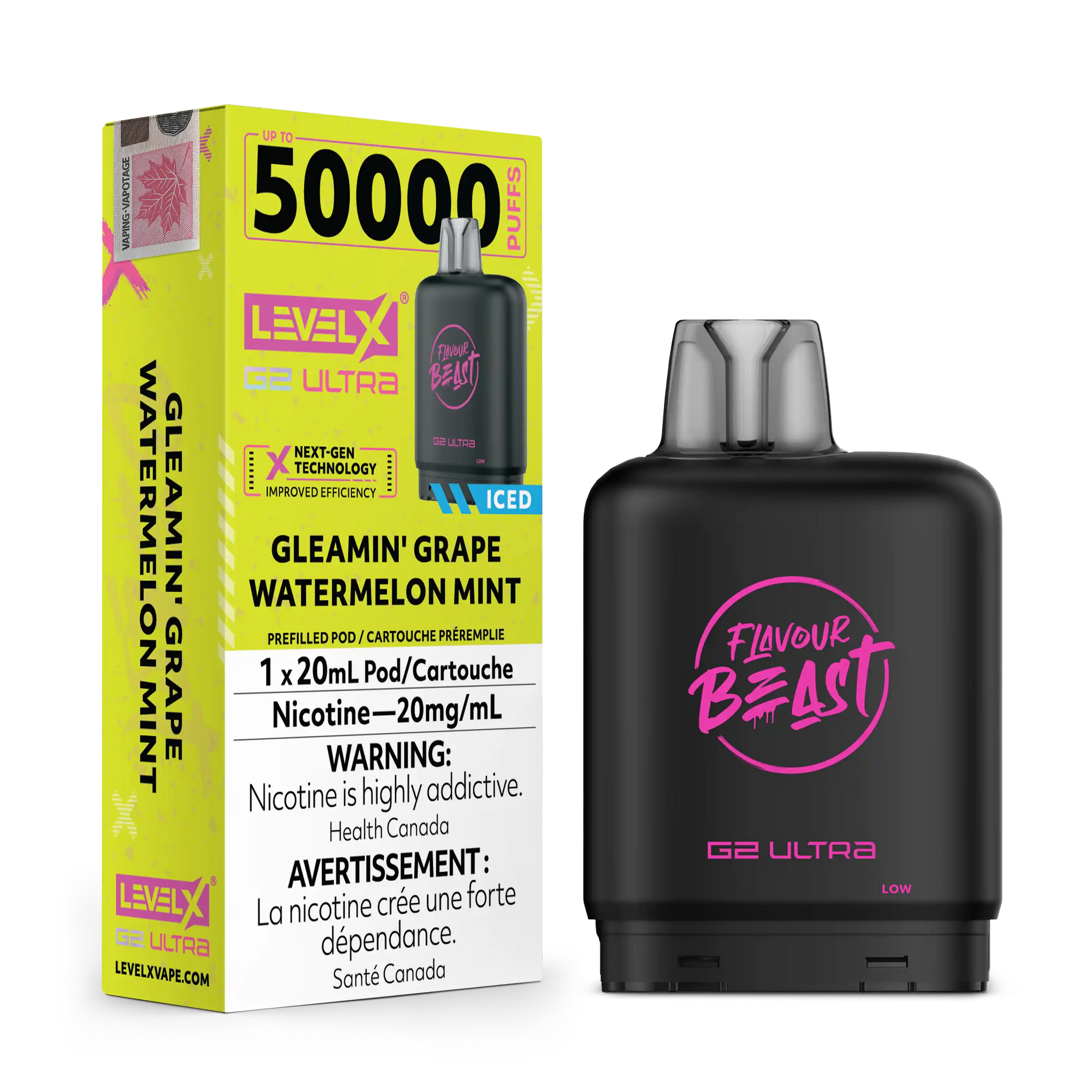 Gleamin' Grape Watermelon Mint by Level X Flavour Beast G2 Ultra 50K