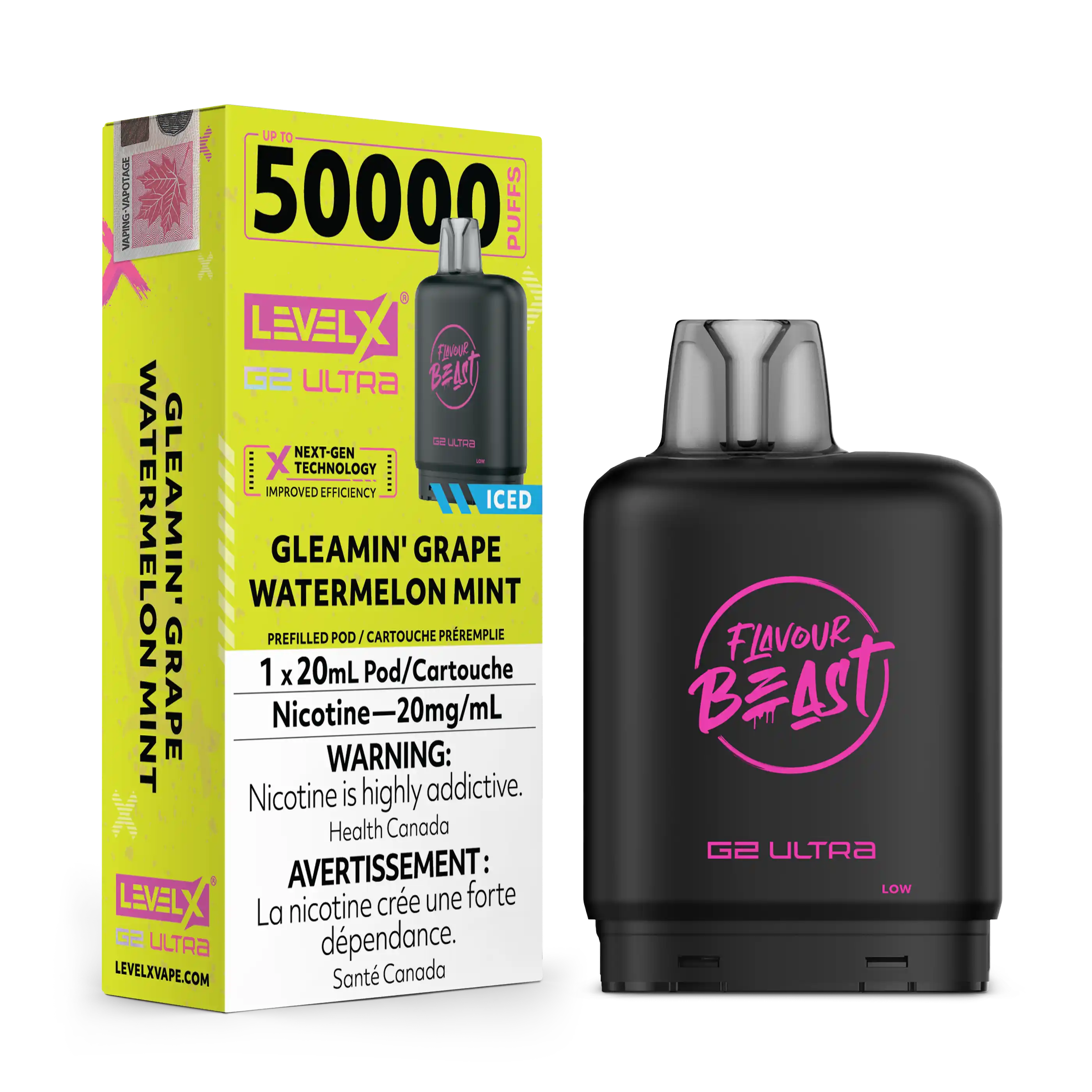 Gleamin' Grape Watermelon Mint by Level X Flavour Beast G2 Ultra 50K