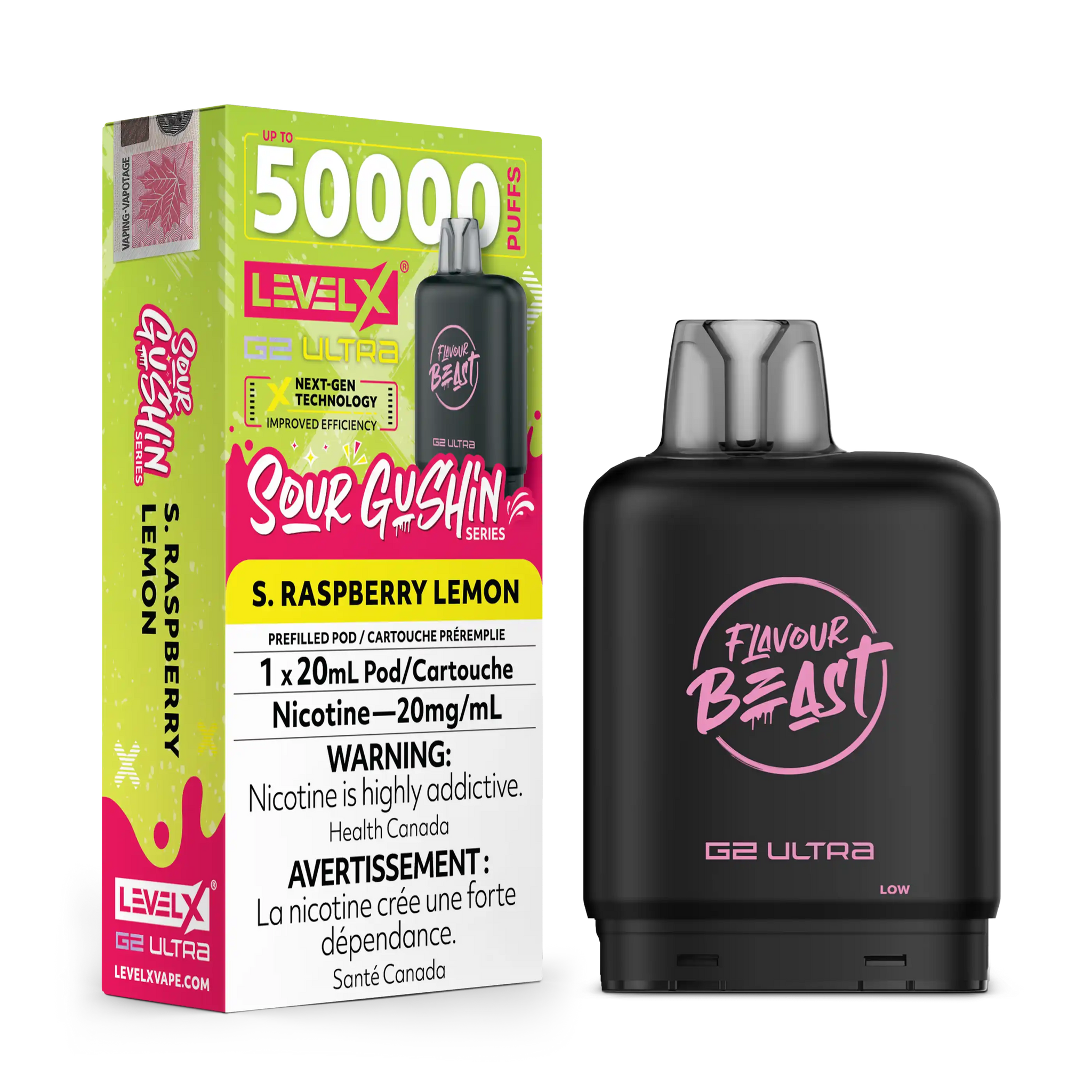 Sour Gushin Raspberry Lemon by Level X Flavour Beast G2 Ultra 50K