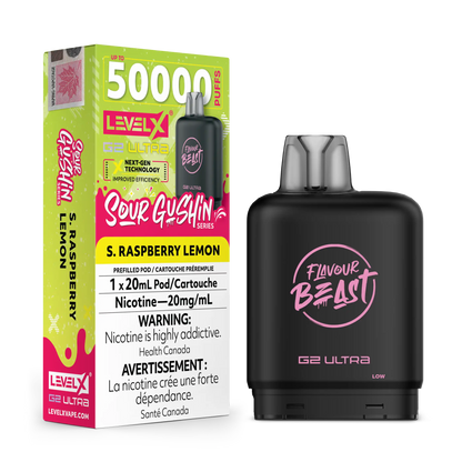 Sour Gushin Raspberry Lemon by Level X Flavour Beast G2 Ultra 50K