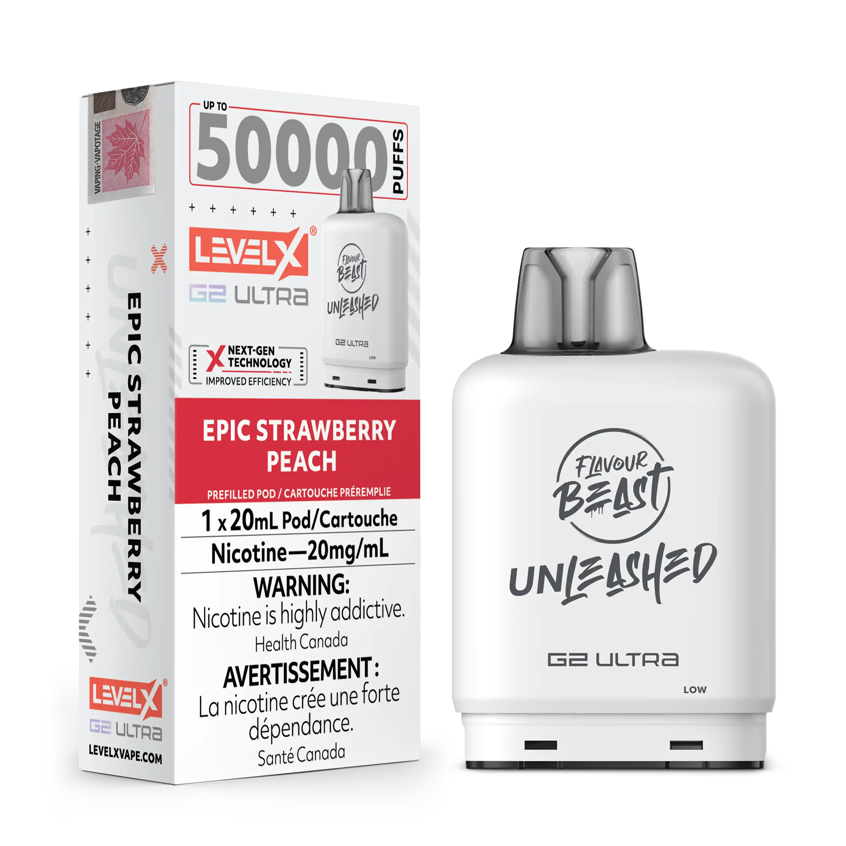 Epic Strawberry Peach by Level X Flavour Beast Unleashed G2 Ultra 50K