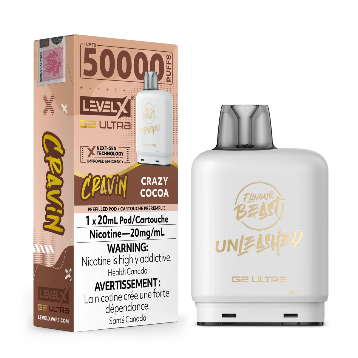 Cravin' Crazy Cocoa by Level X Flavour Beast Unleashed G2 Ultra 50K