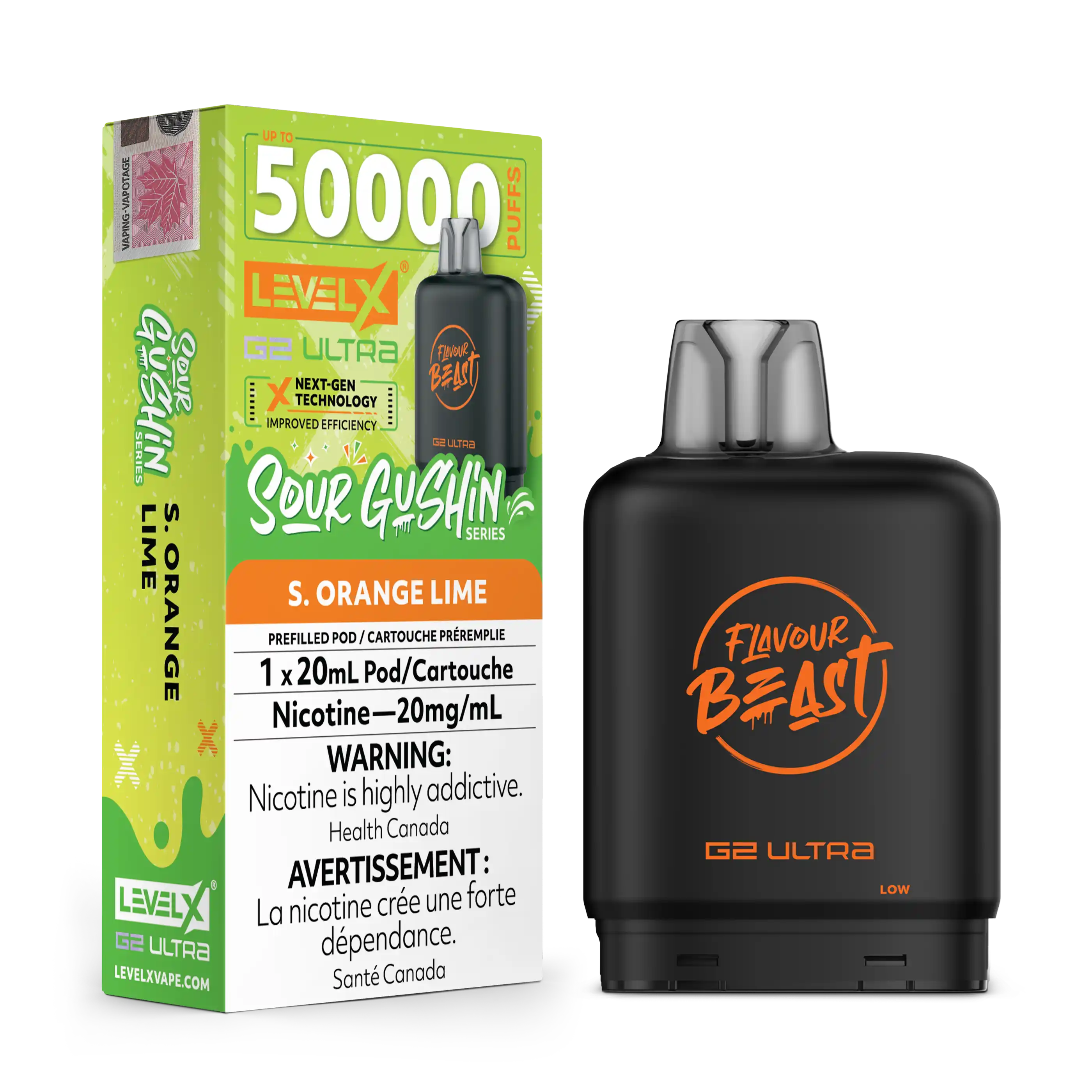 Sour Gushin Orange Lime by Level X Flavour Beast G2 Ultra 50K