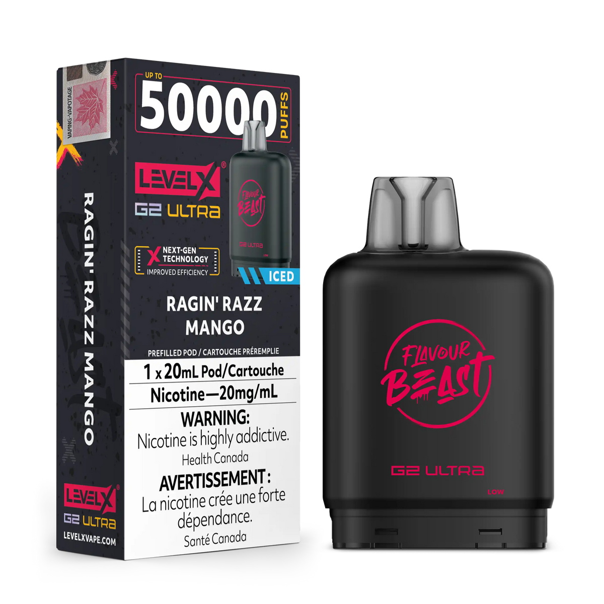 Ragin' Razz Mango by Level X Flavour Beast G2 Ultra 50K