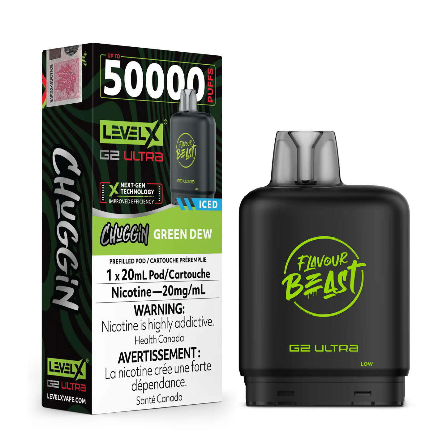 Green Dew Iced Chuggin by Level X Flavour Beast G2 Ultra 50K