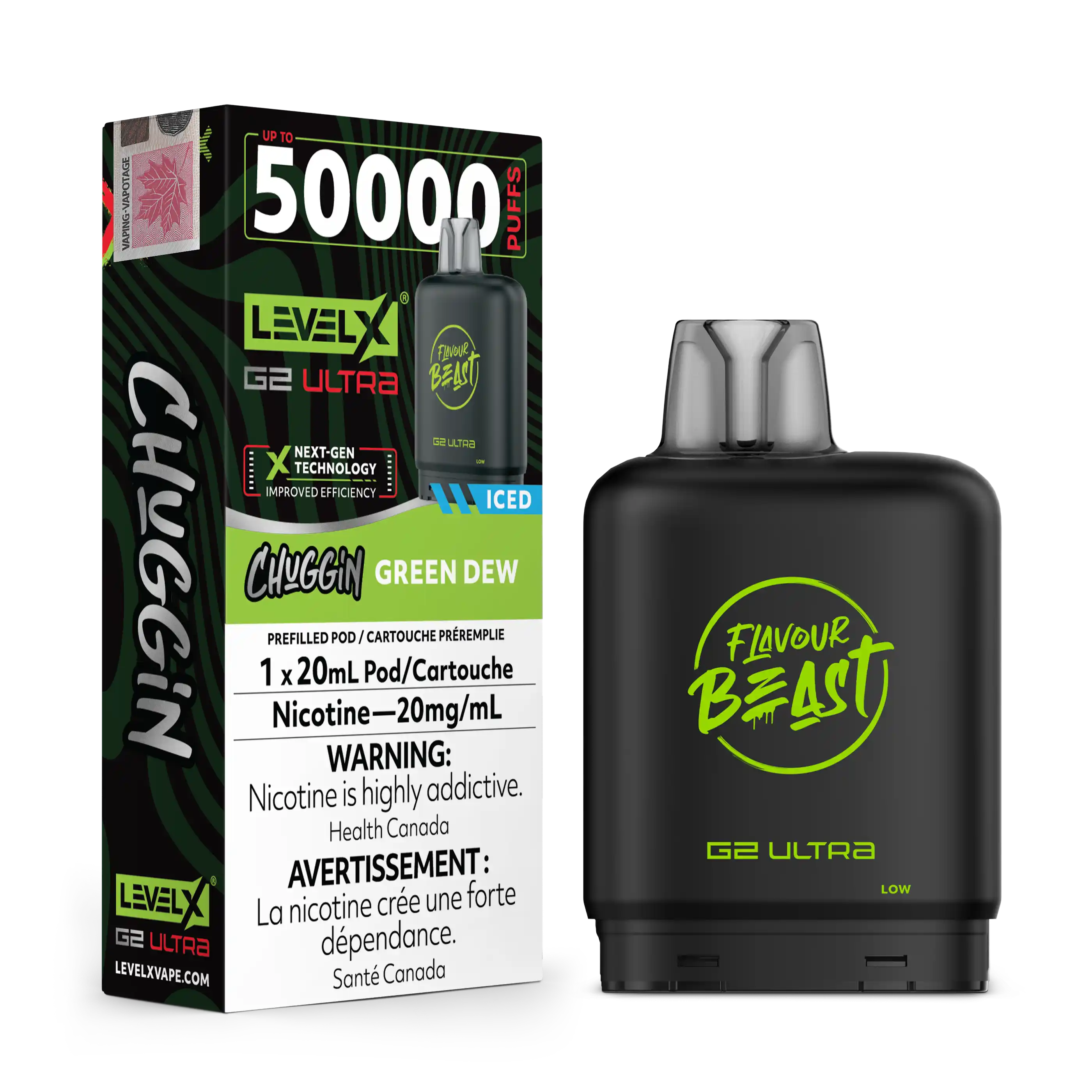 Green Dew Iced Chuggin by Level X Flavour Beast G2 Ultra 50K