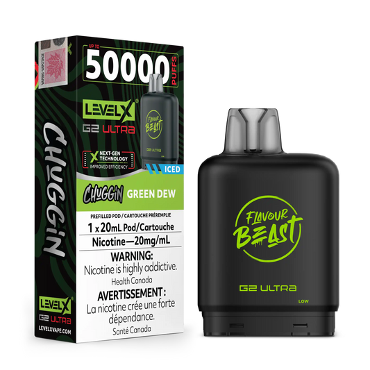 Green Dew Iced Chuggin by Level X Flavour Beast G2 Ultra 50K