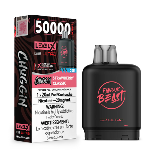Strawberry Classic Iced Chuggin by Level X Flavour Beast G2 Ultra 50K