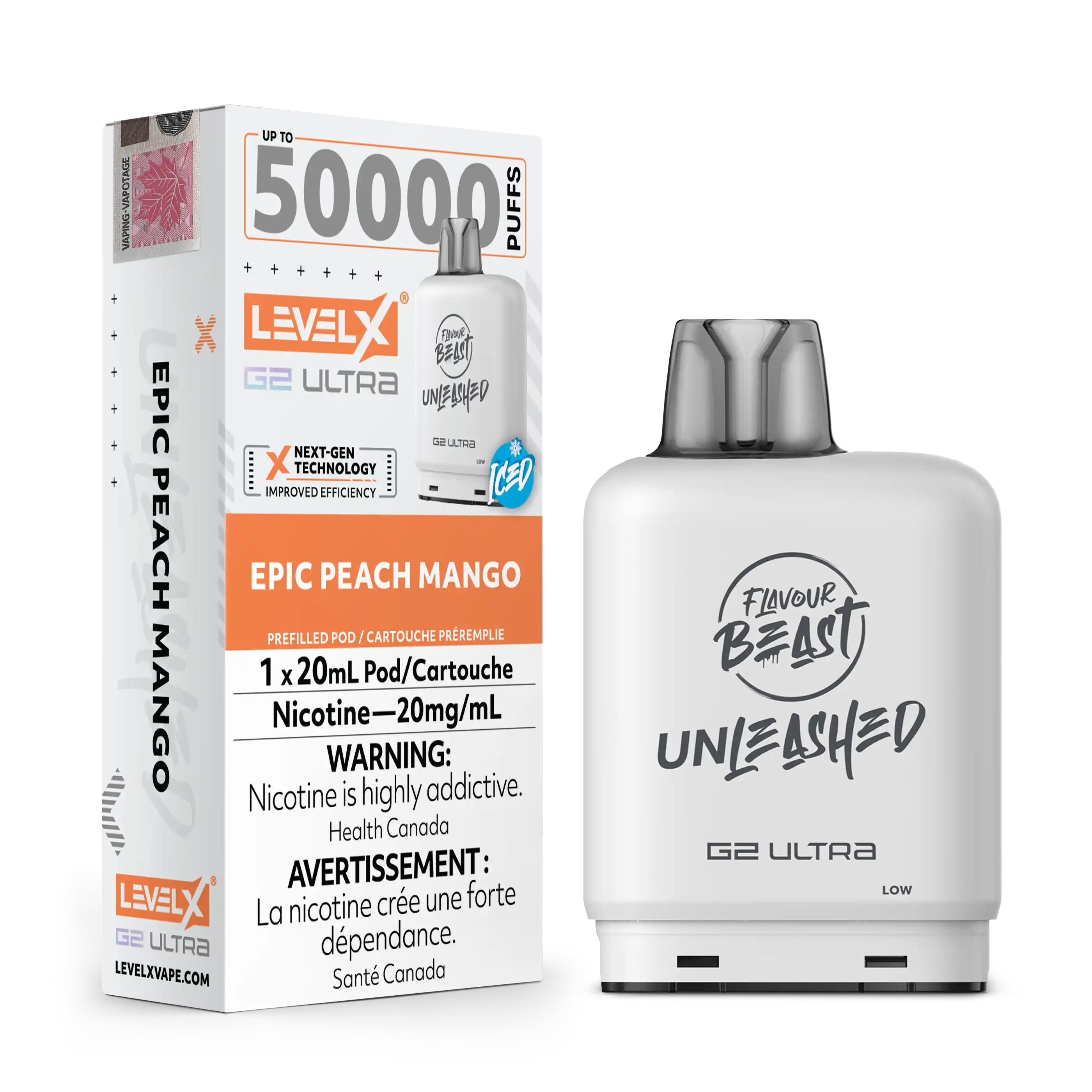 Epic Peach Mango by Level X Flavour Beast Unleashed G2 Ultra 50K