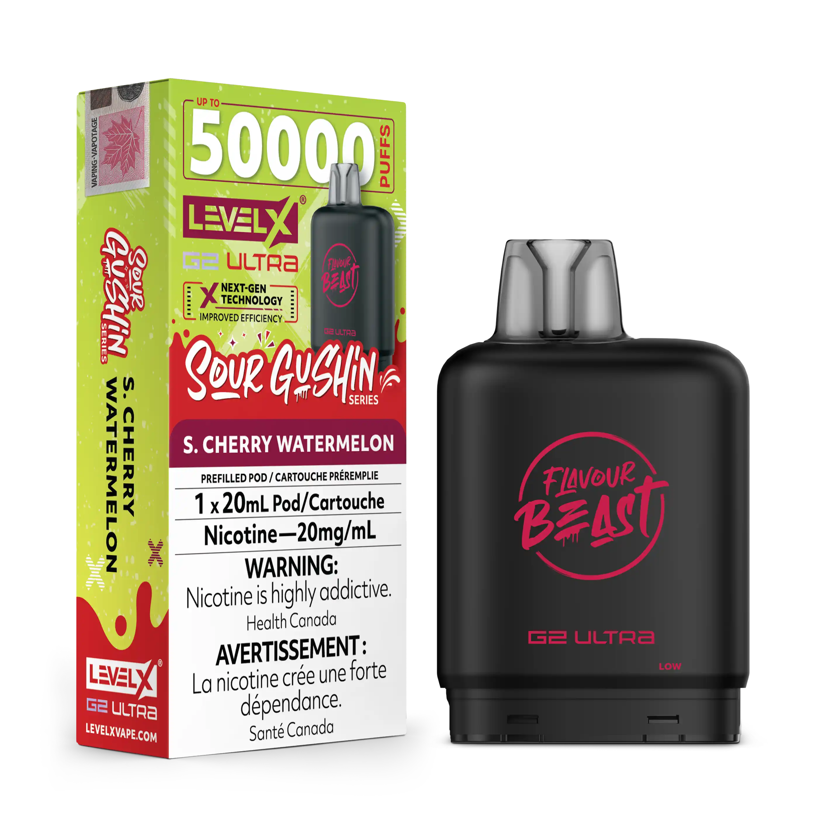 Sour Gushin Cherry Watermelon by Level X Flavour Beast G2 Ultra 50K