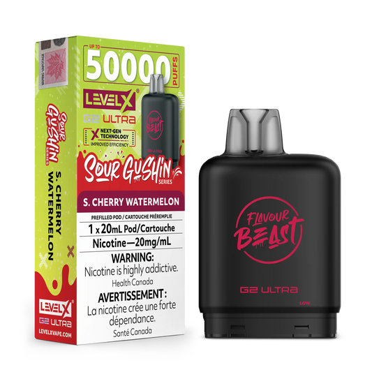 Sour Gushin Cherry Watermelon by Level X Flavour Beast G2 Ultra 50K