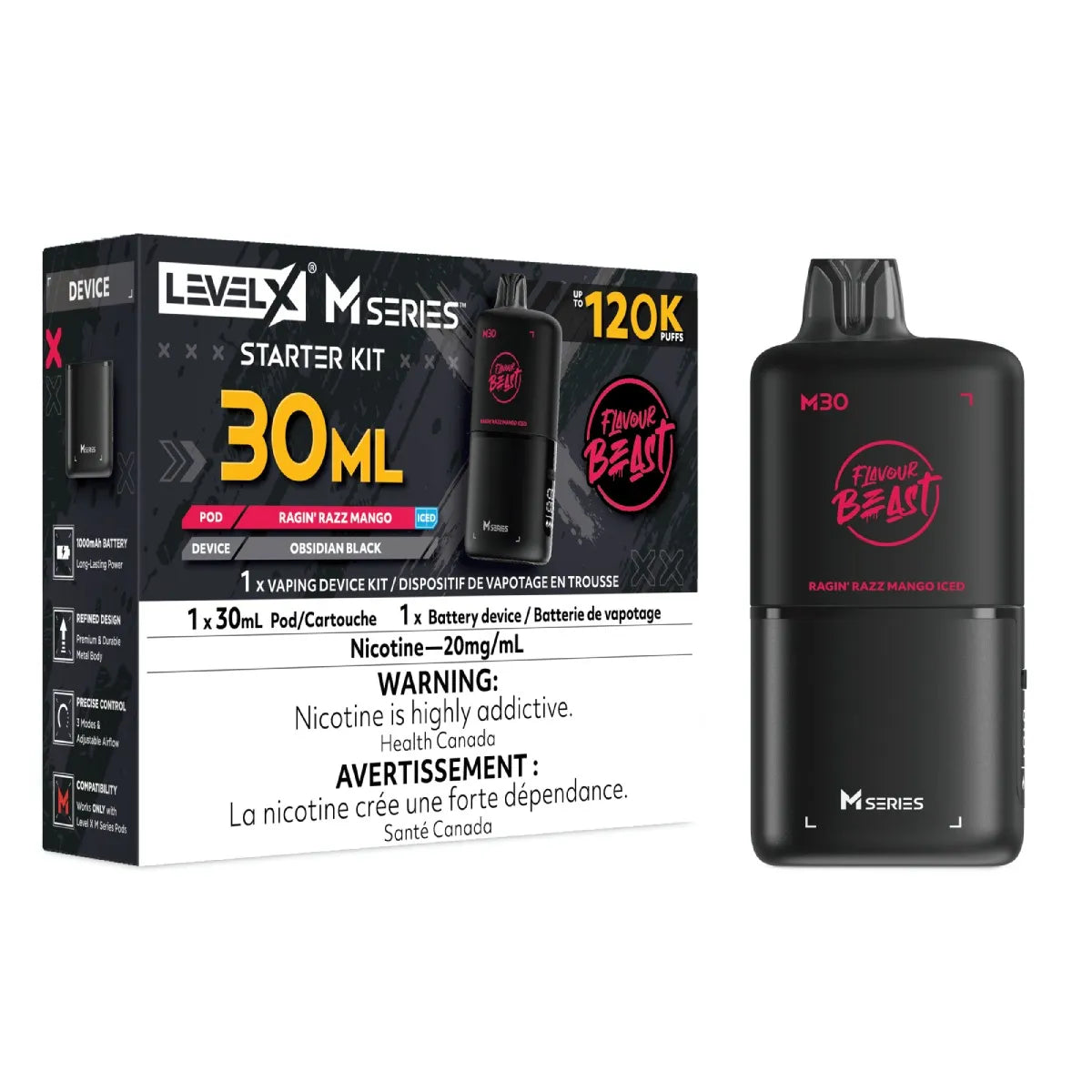 Level X Flavour Beast M Series Starter Kit – Ragin' Razz Mango Iced