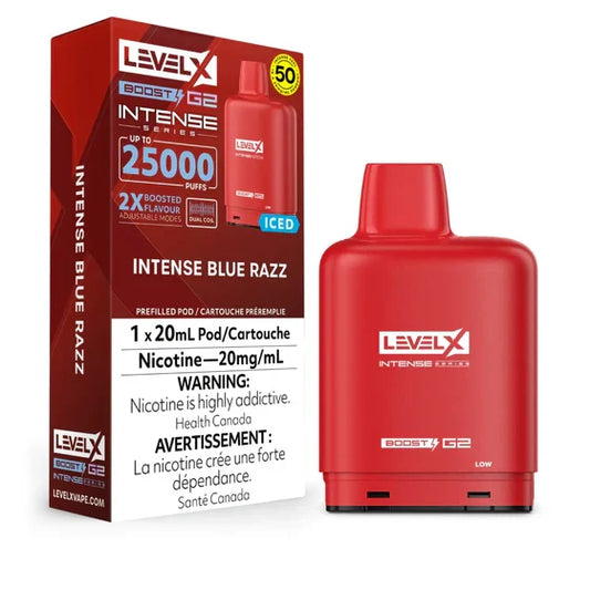 Intense Blue Razz Level X Boost Intense G2 Pods 25K
