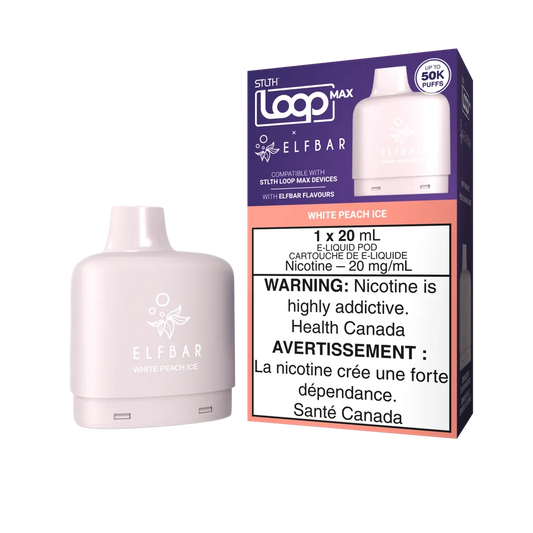 White Peach Ice Stlth Loop Max x Elf Bar Pod 50K