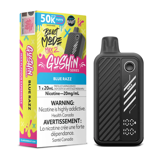 Gushin' Blue Razz Flavour Beast Mode Max 2 - Disposable 50K