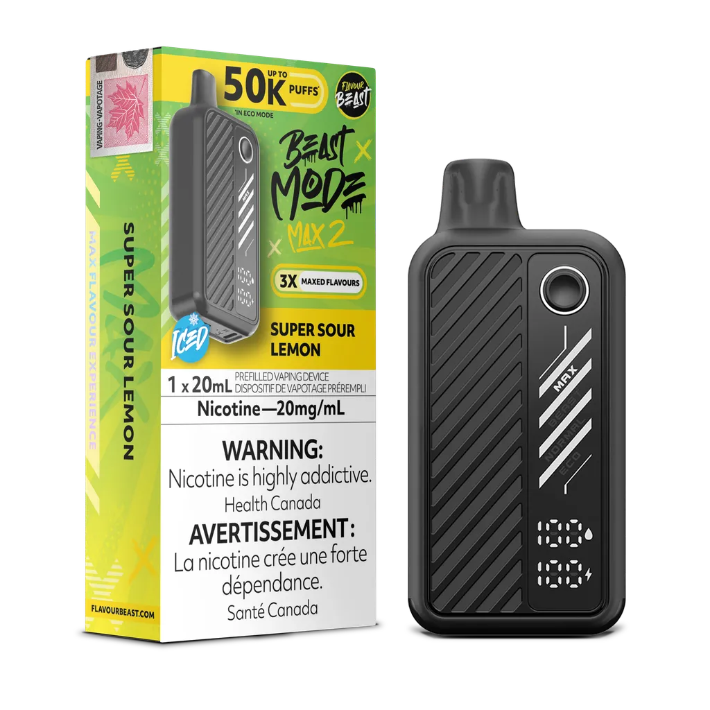 Super Sour Lemon Iced Flavour Beast Mode Max 2 - Disposable 50K by FLAVOUR BEAST